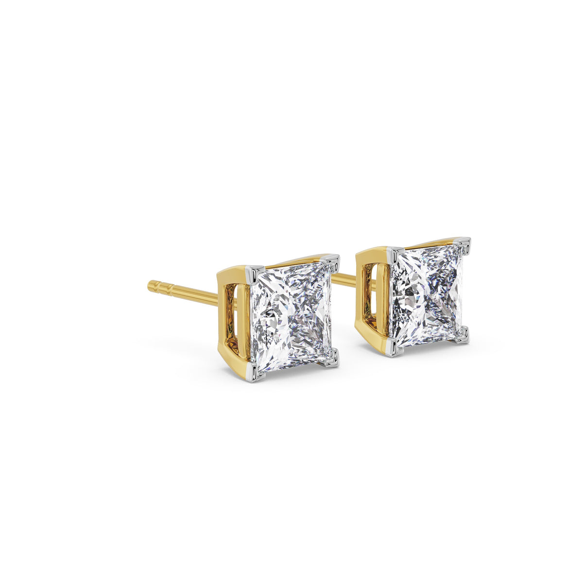 Celestia Princess Cut Solitaire Studs