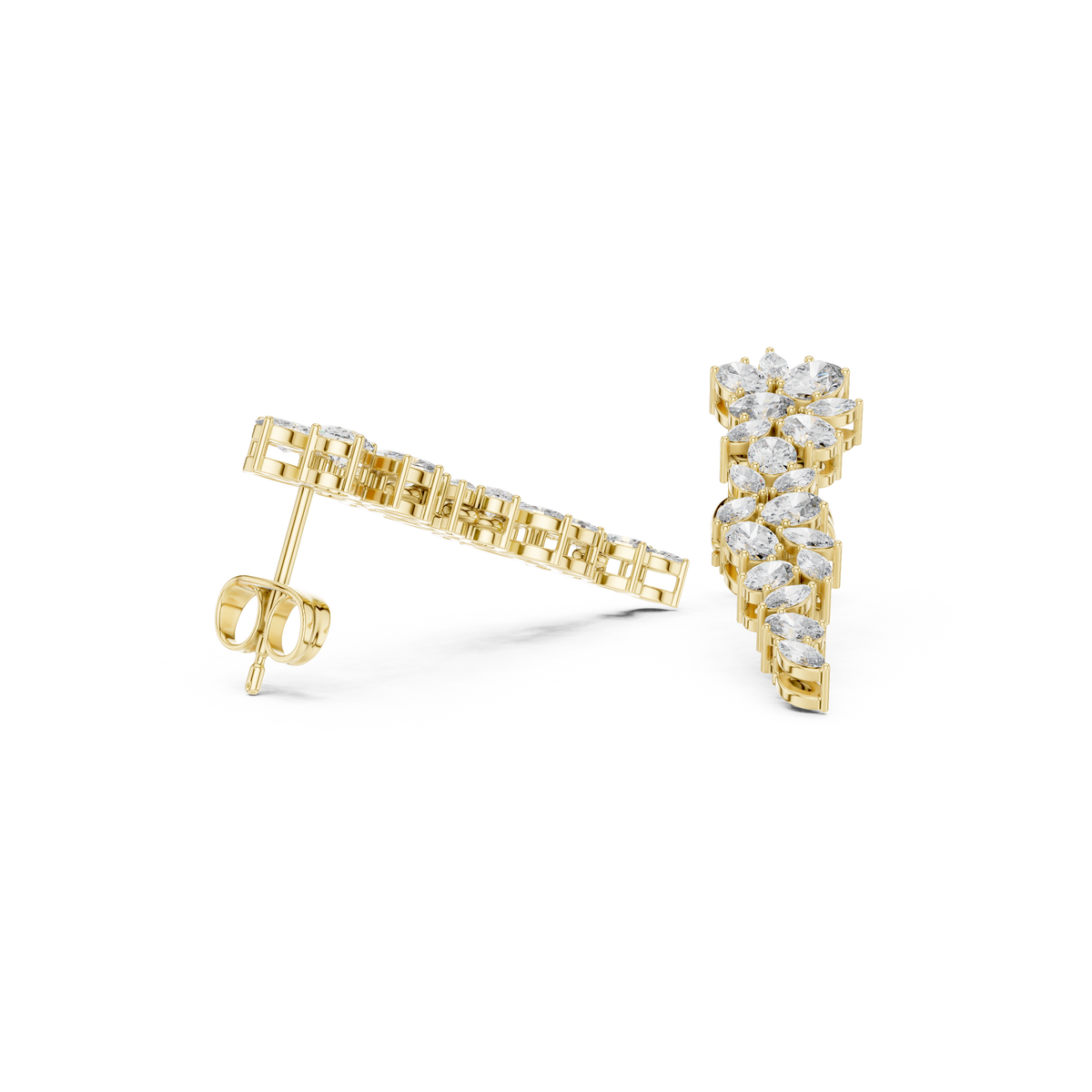 Elvarielle Floral Cascade Diamond Drop Earring