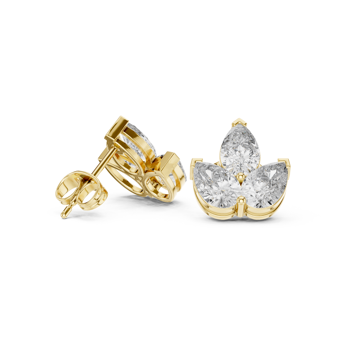 Elvaria Three Petal Diamond Studs
