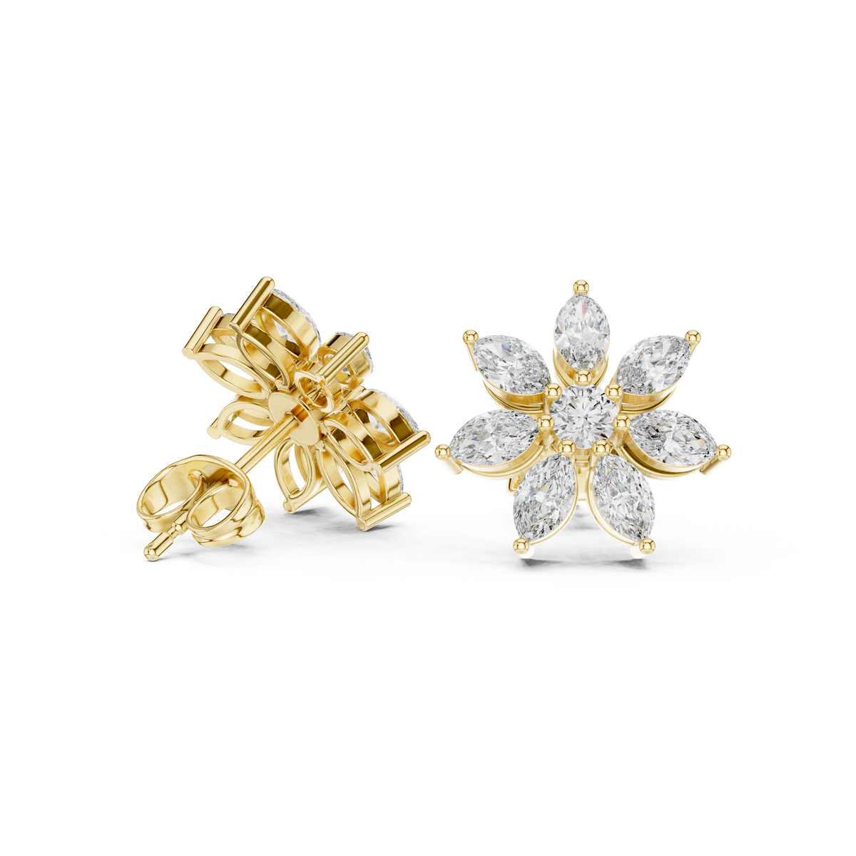 Elvanya Marquise Floral Diamond Studs
