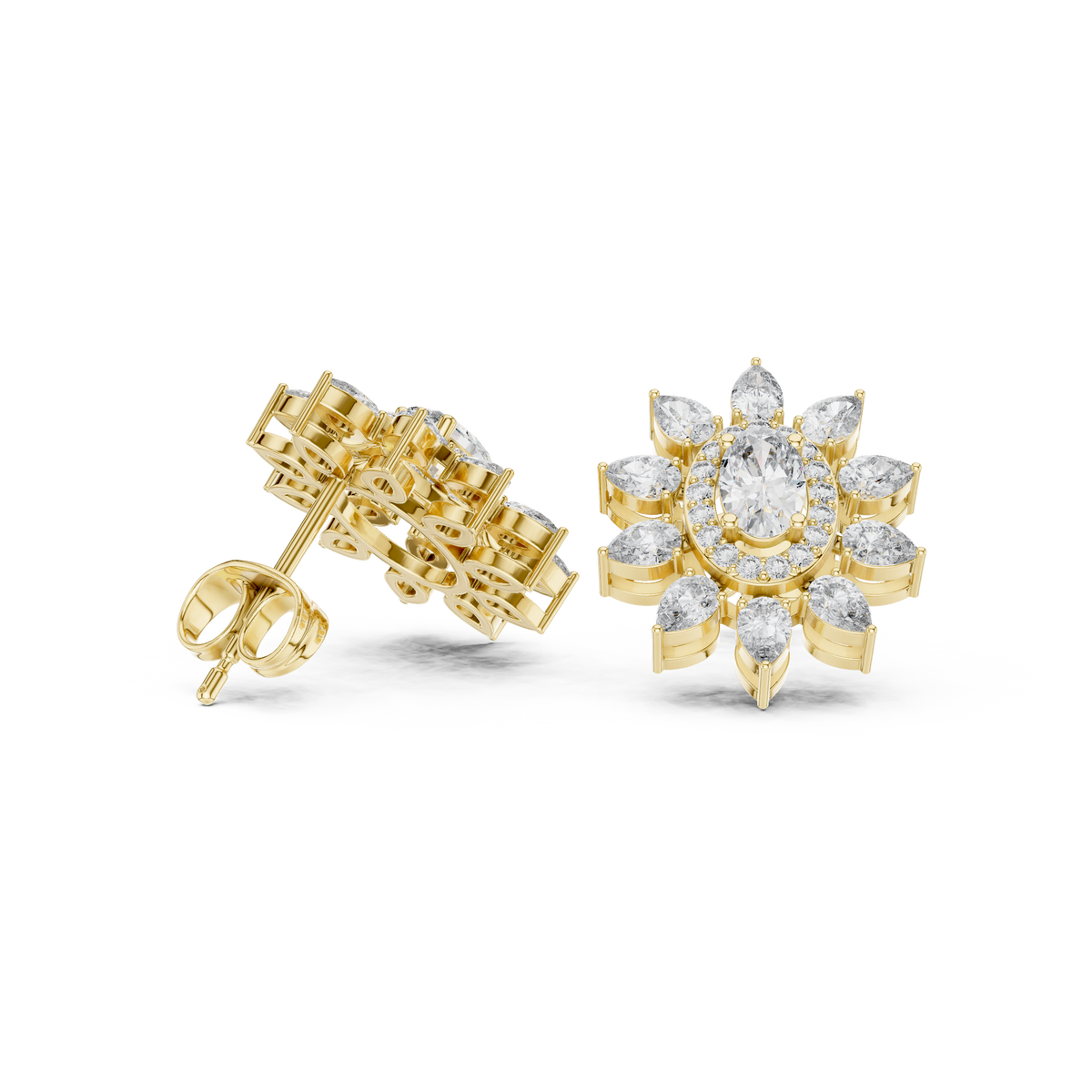 Mira Floral Oval Diamond Studs