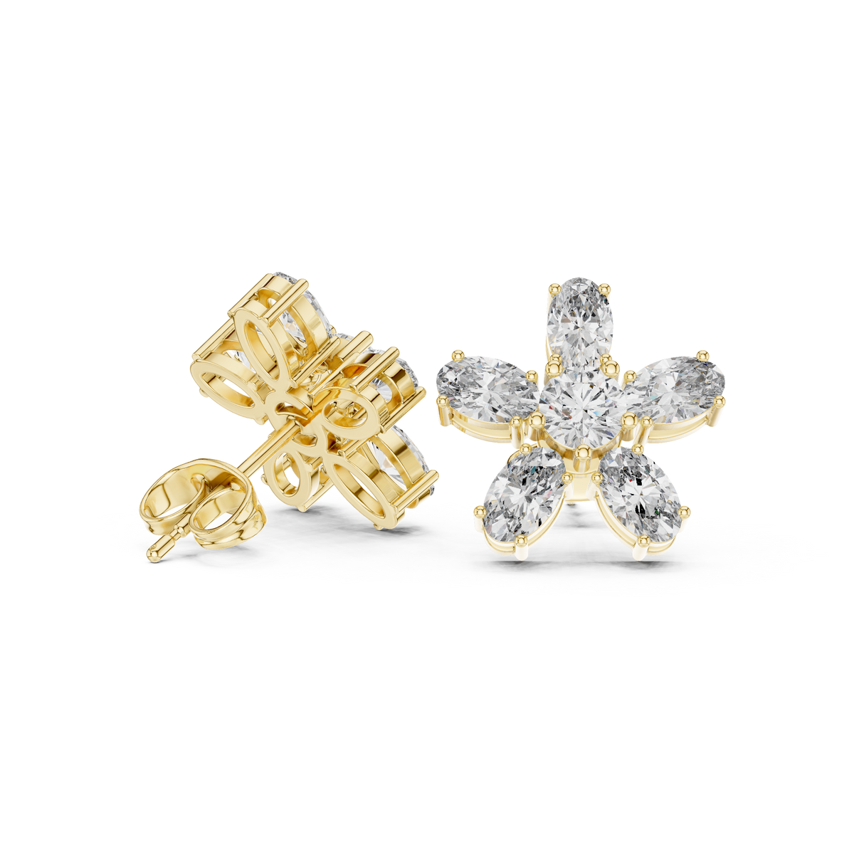 Elvienne Marquise Floral Diamond Studs