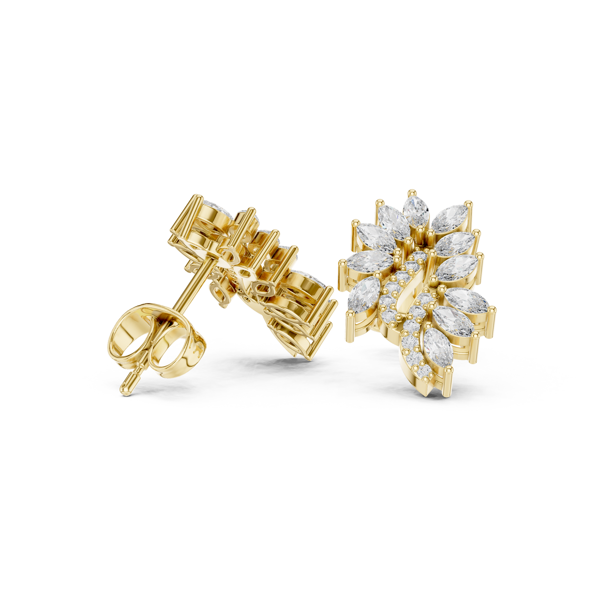Elvessa Floral Vine Diamond Studs