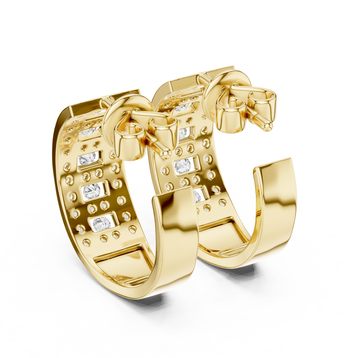 Varellia Triple Pavé Rectangle Hoops