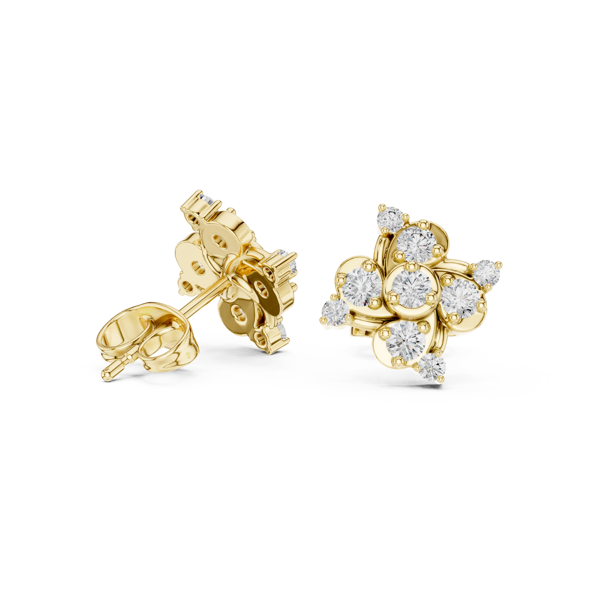 Zelvienne Sculpted Floral Diamond Studs