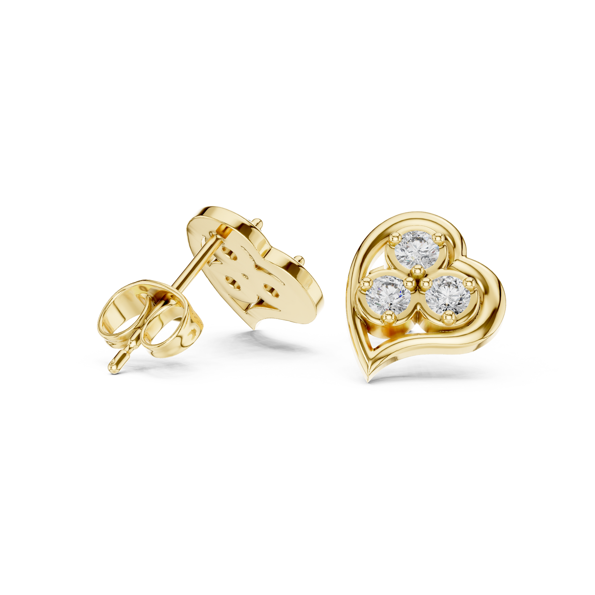 Lunavelle Triple Bloom Heart Studs