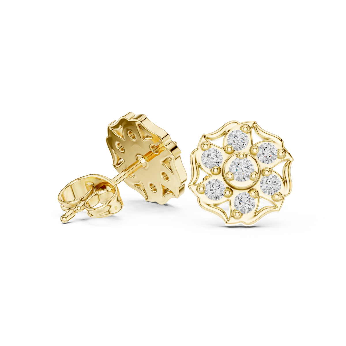 Virelisse Scalloped Bloom Diamond Studs