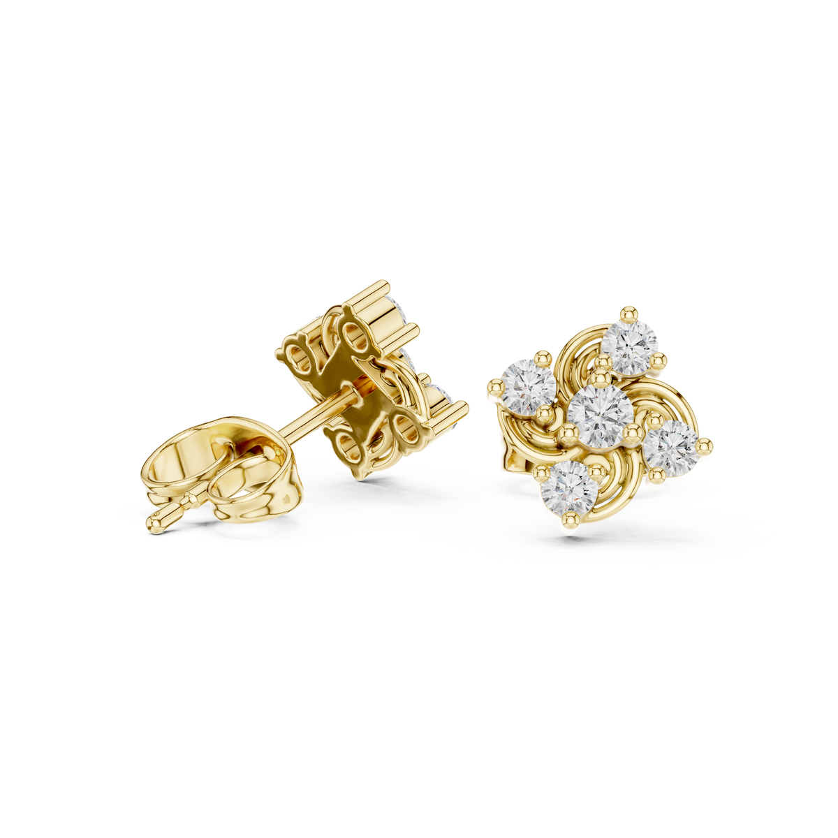 Virelisse Swirling Floral Diamond Studs