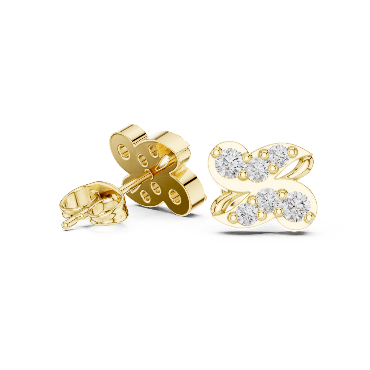 Butterfly Bow Quartet Diamond Studs