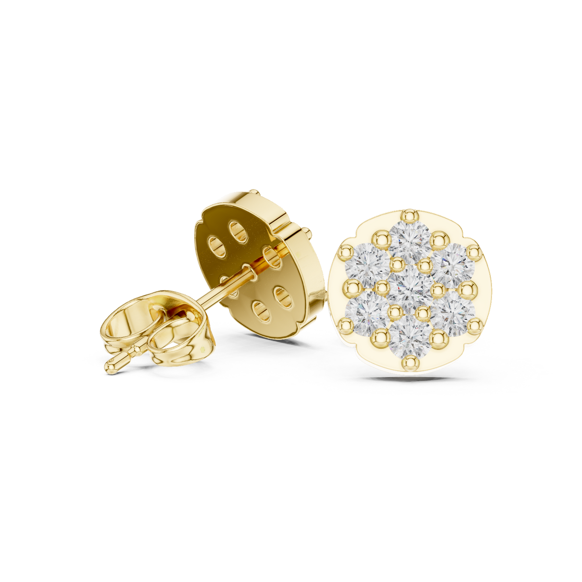 Scalloped Bloom Cluster Diamond Studs