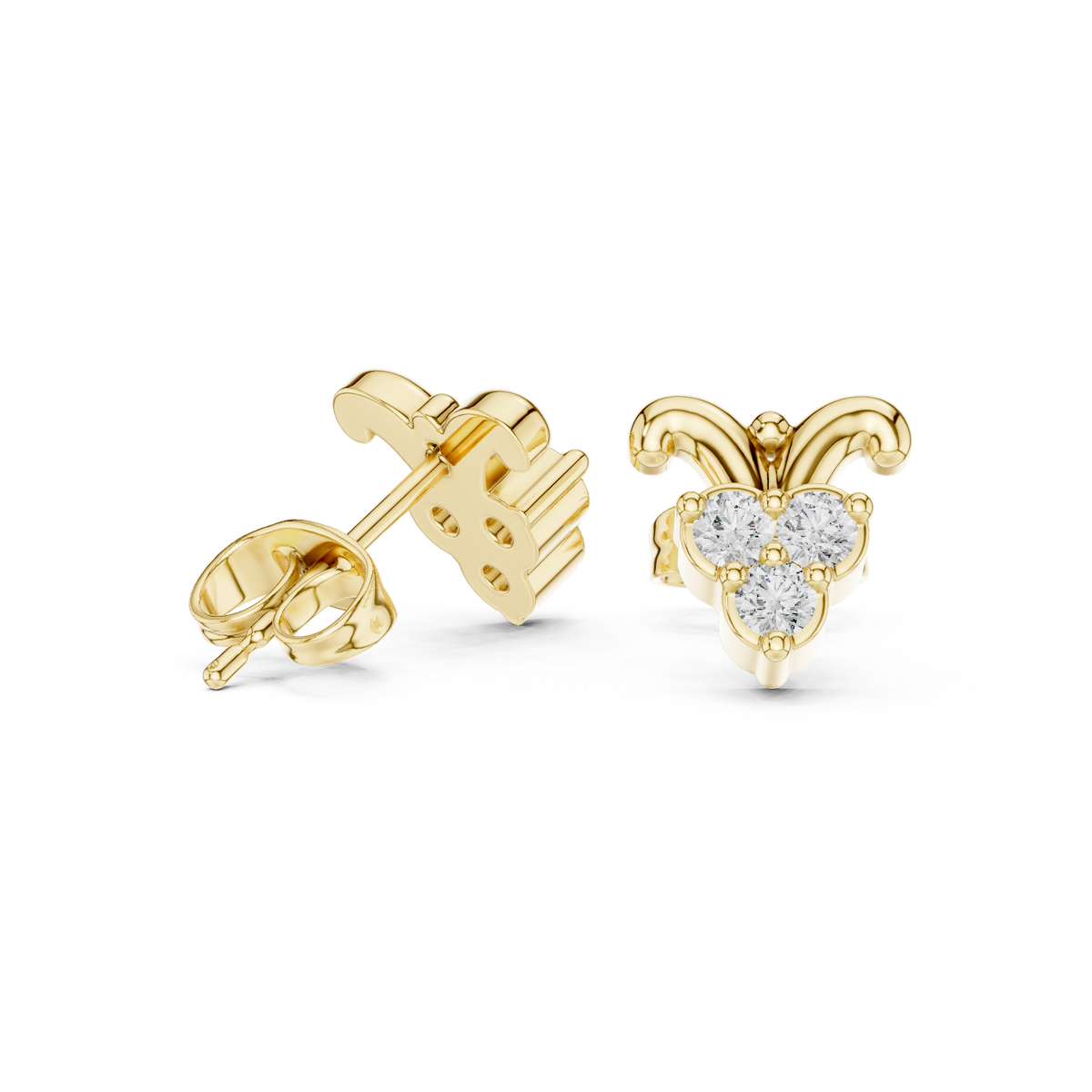 Bow Petal Trinity Diamond Studs