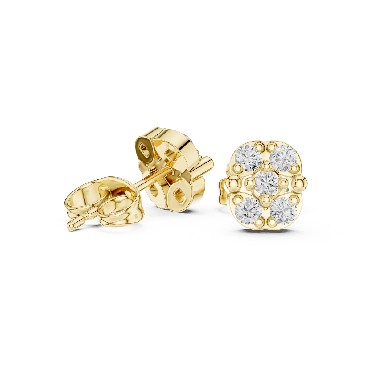 Fivefold Floral Frame Diamond Studs