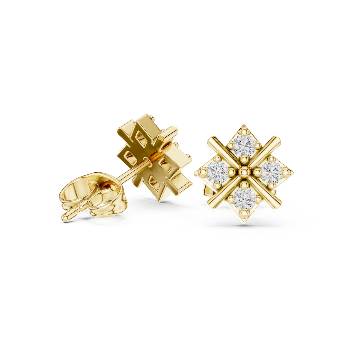 Regal Crisscross Star Diamond Studs