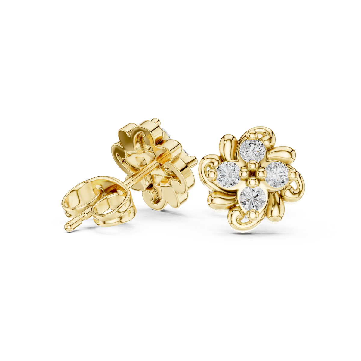 Graceful Four Bloom Diamond Studs