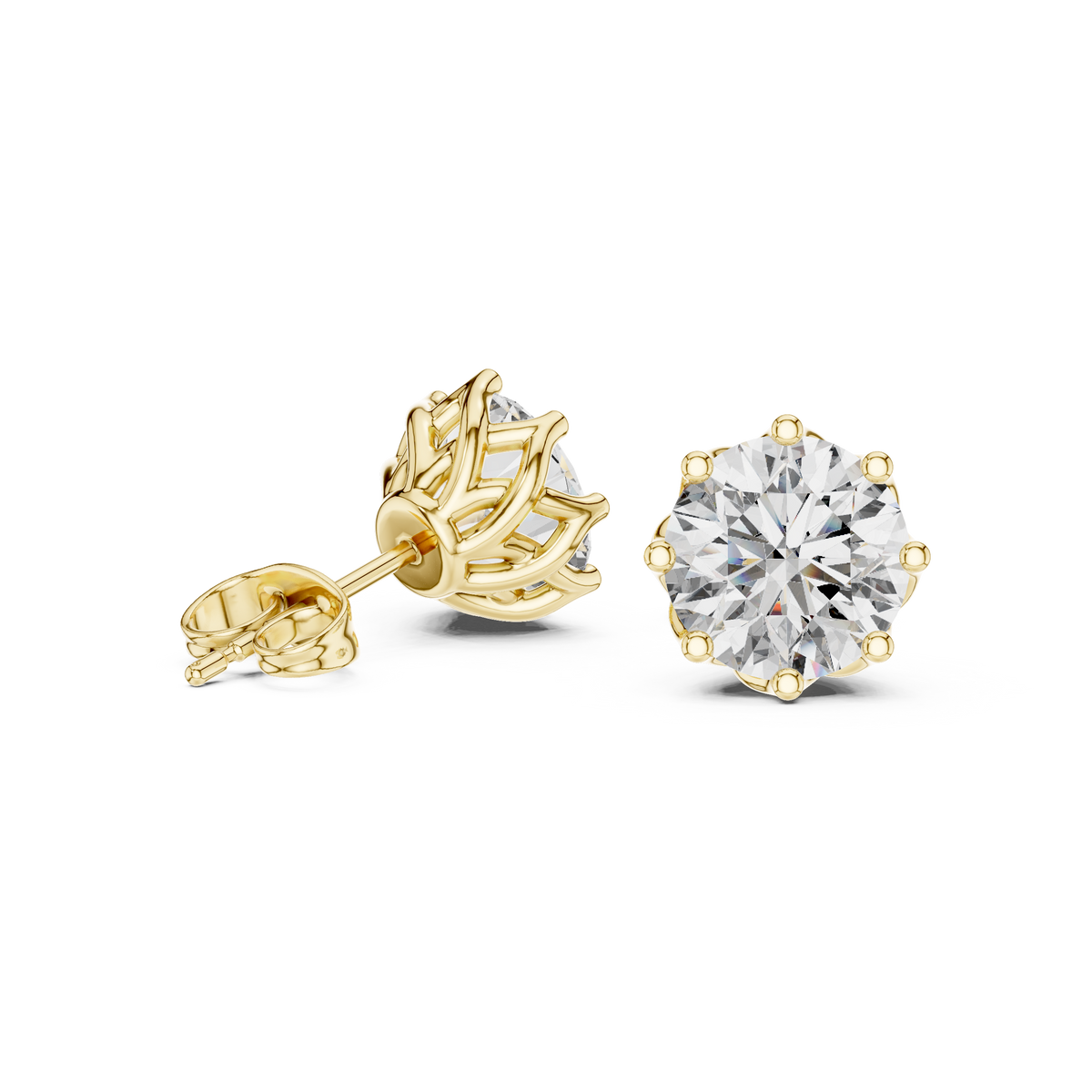 Radiant Petal Solitaire Diamond Studs