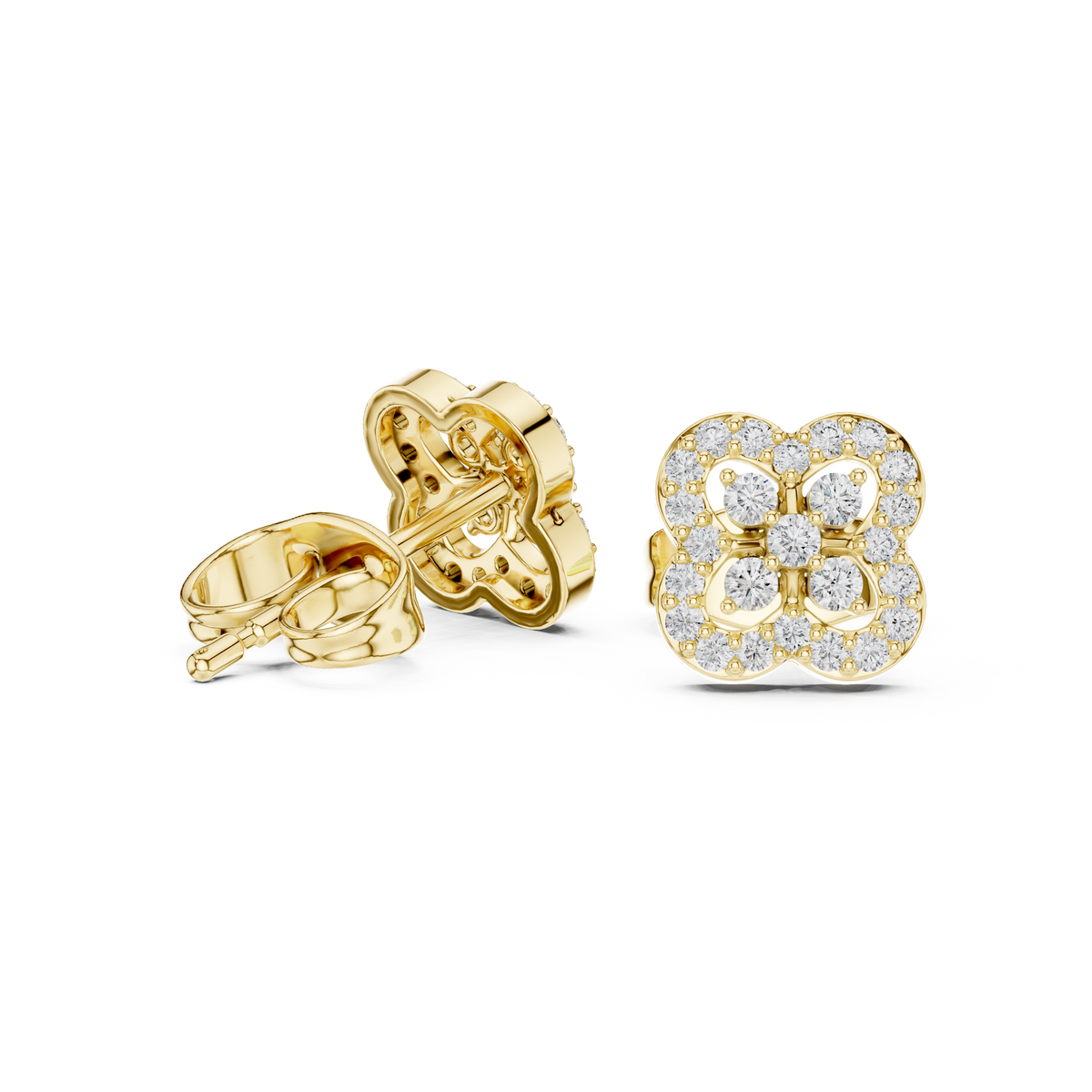 Regal Clover Frame Diamond Studs