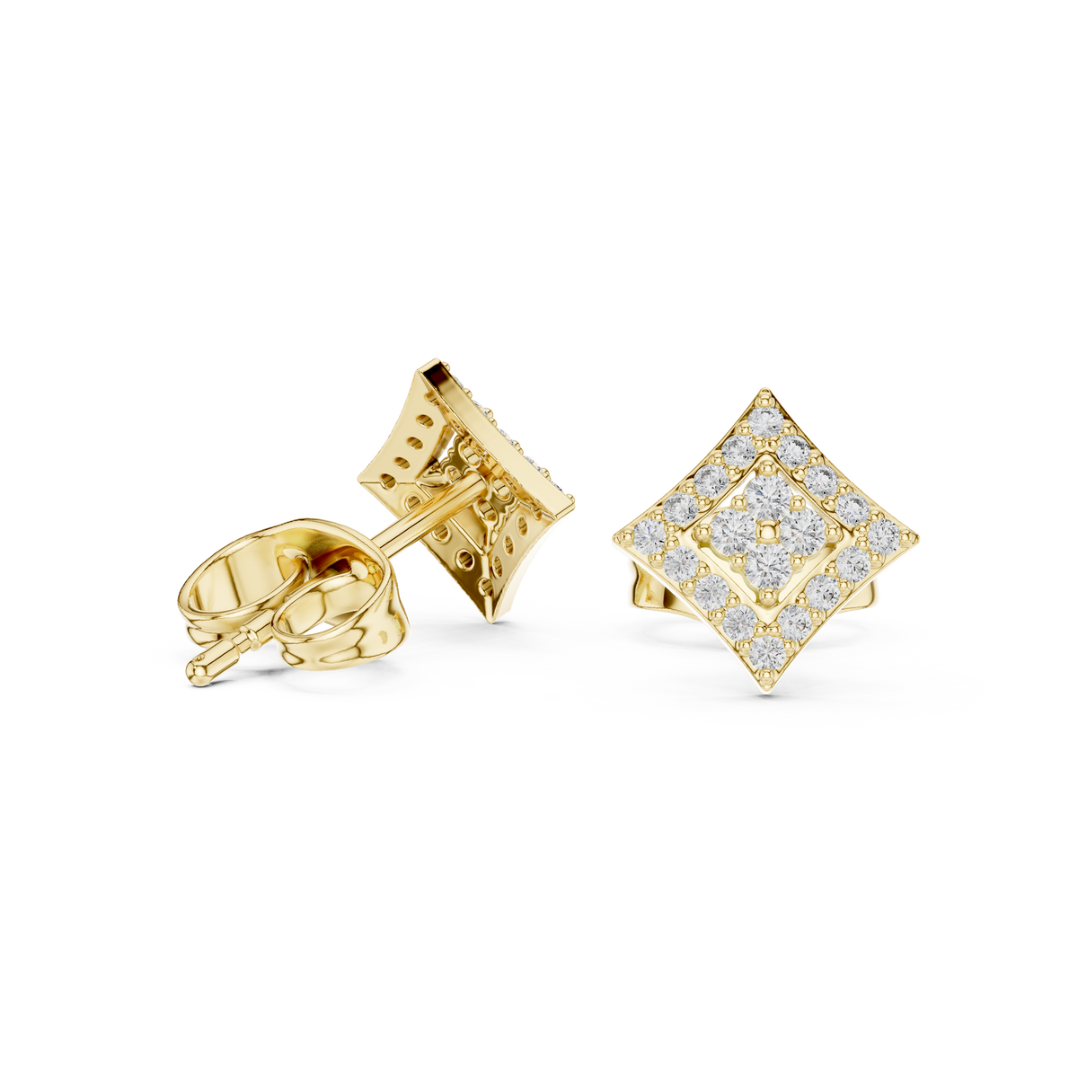 Regal Double Diamond Cluster Studs