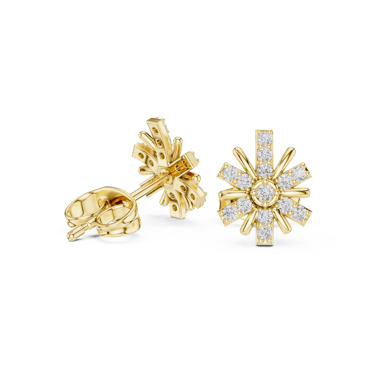 Radiant Eight Ray Diamond Studs