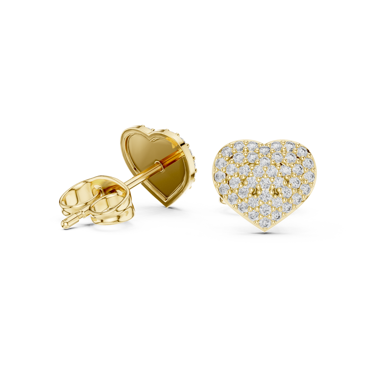 Radiant Pavé Heart Diamond Studs