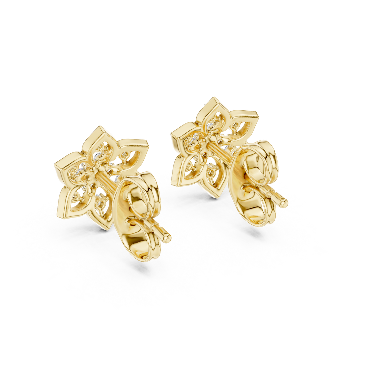 Regal Snowflake Floral Diamond Studs