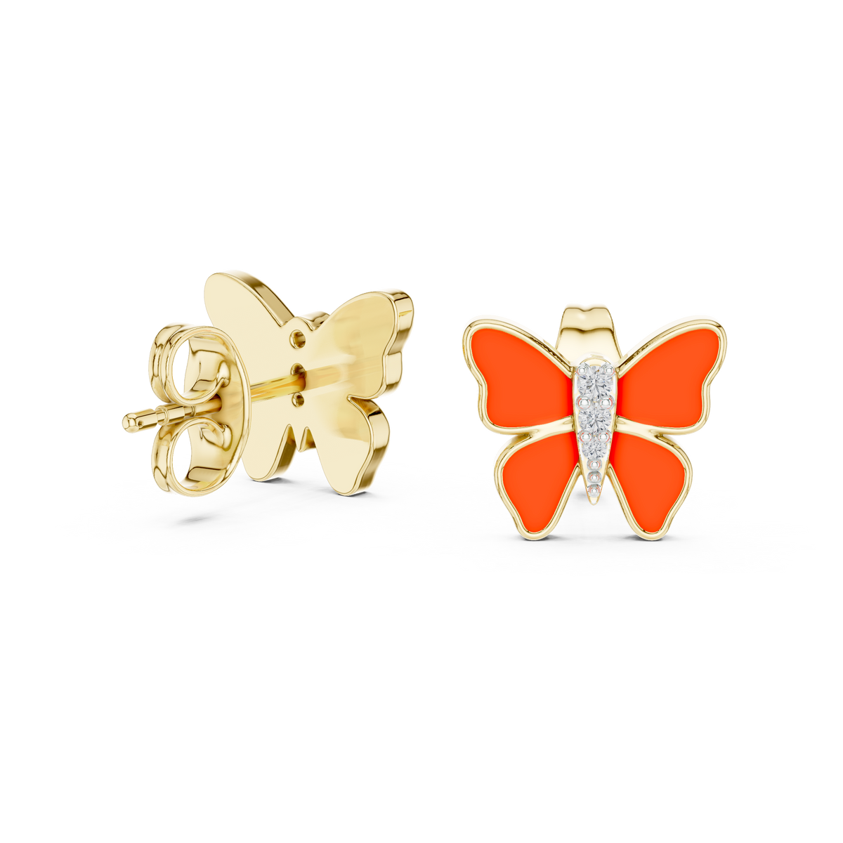Elegant Scarlet Butterfly Diamond Studs