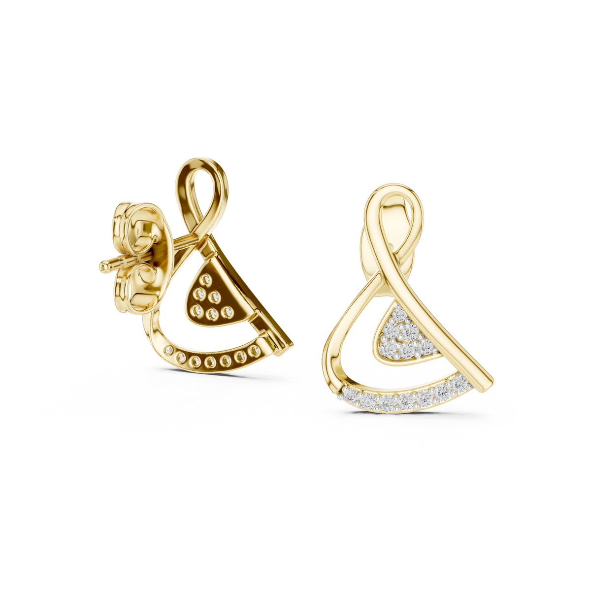 Elegant Interwoven Ribbon Diamond Studs