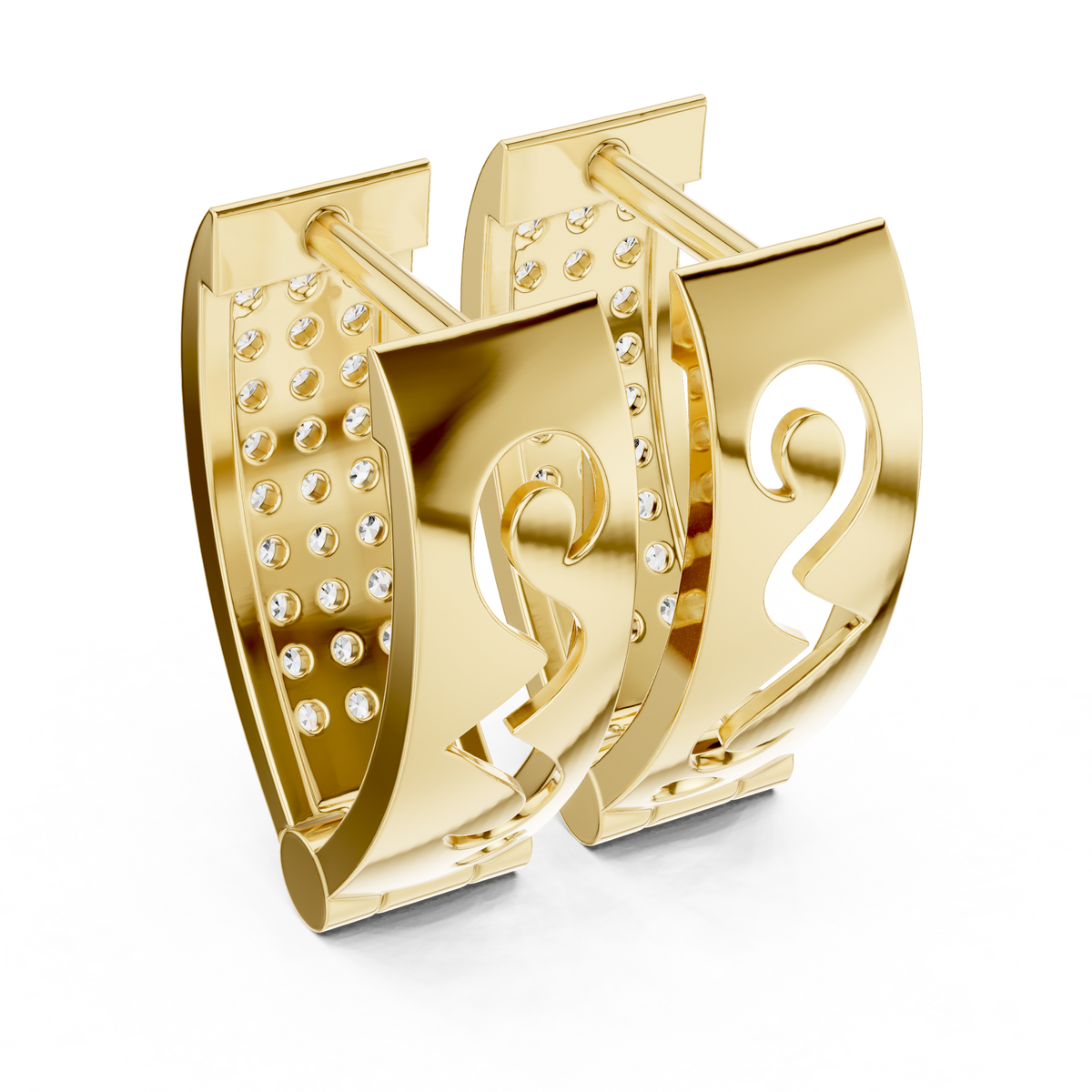 Regal Rectangular Pavé Diamond Hoops