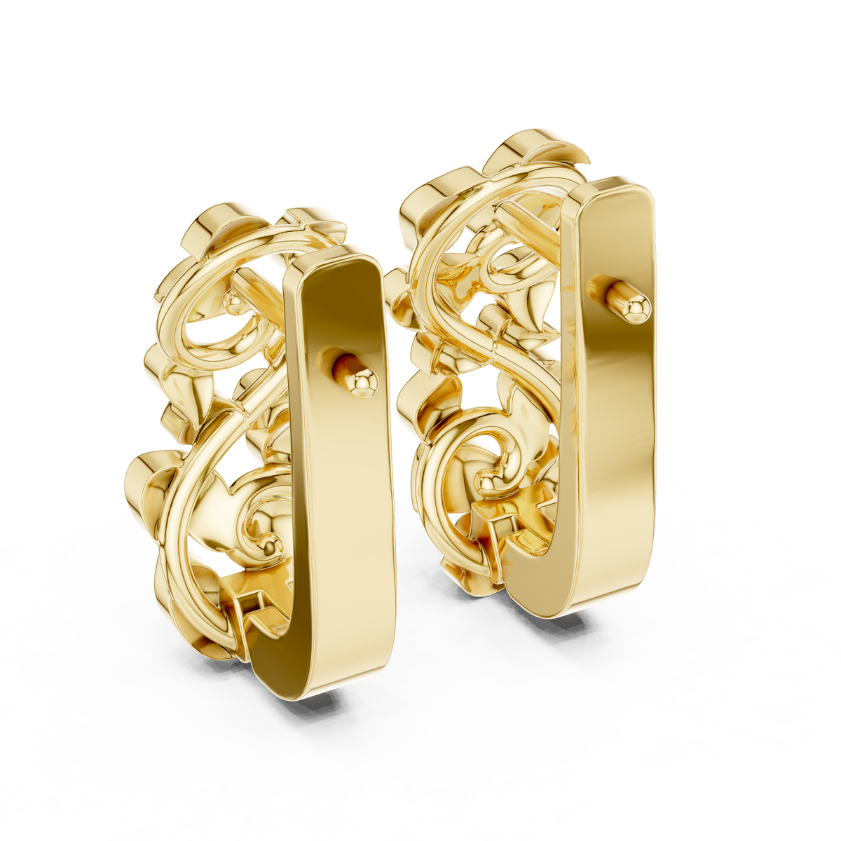 Sculpted Petal Cluster Gold Hoops