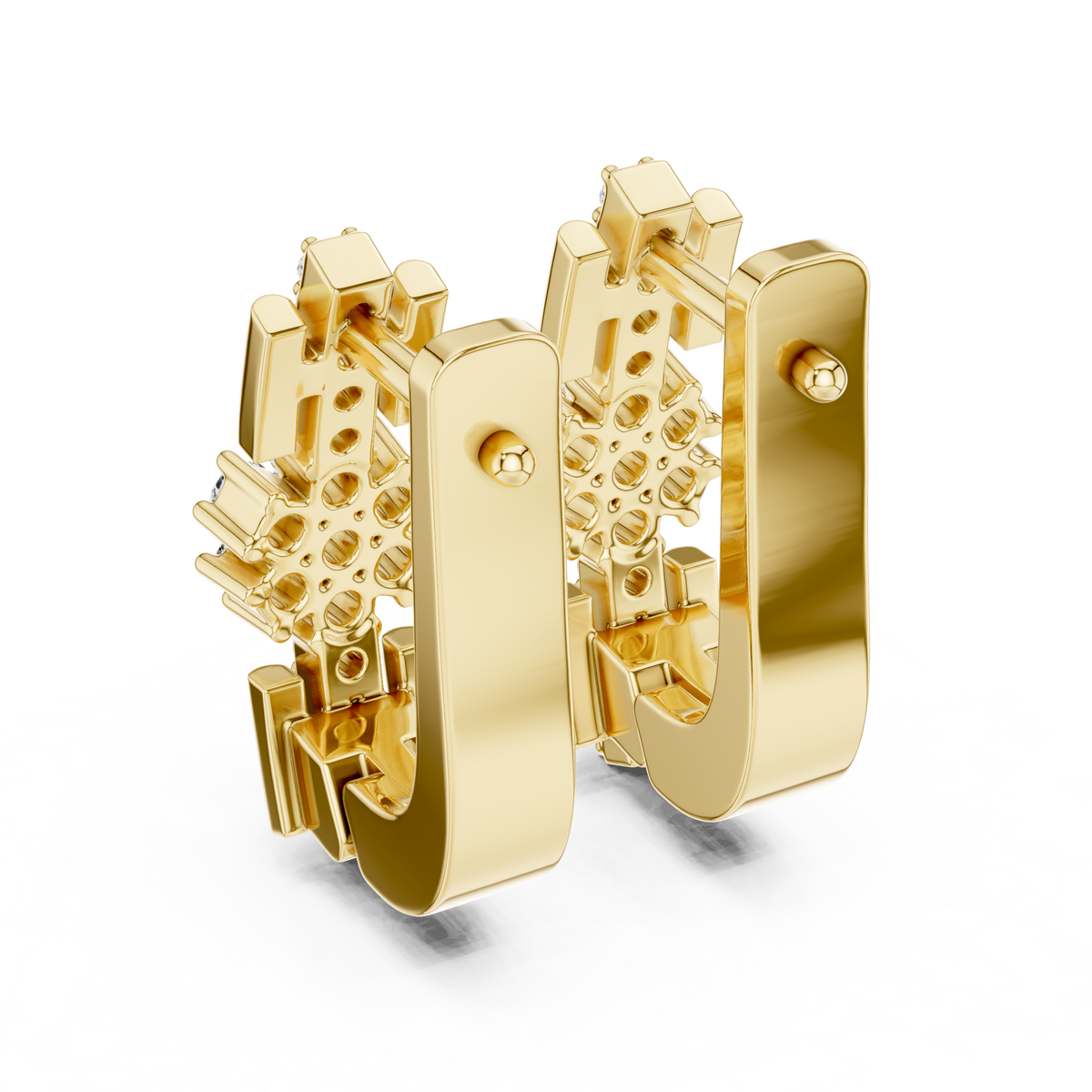 Geometric Floral Cluster Diamond Hoops