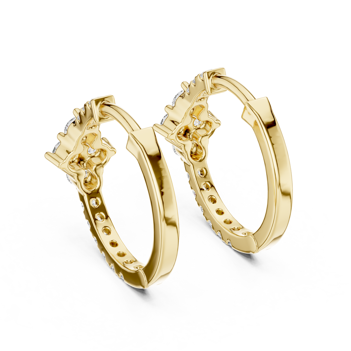 Regal Floral Cluster Diamond Hoops
