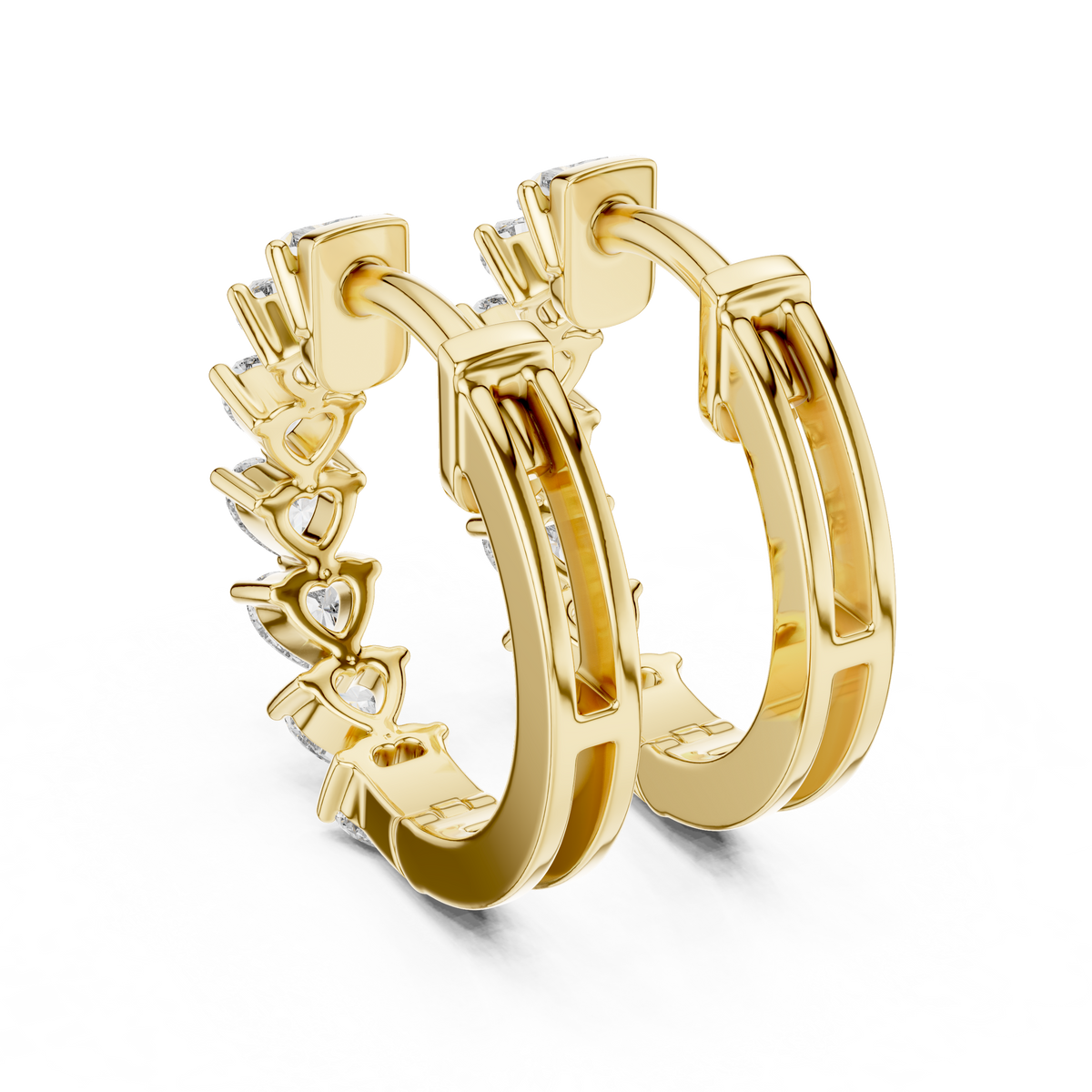 Elegant Heart Diamond Hoops