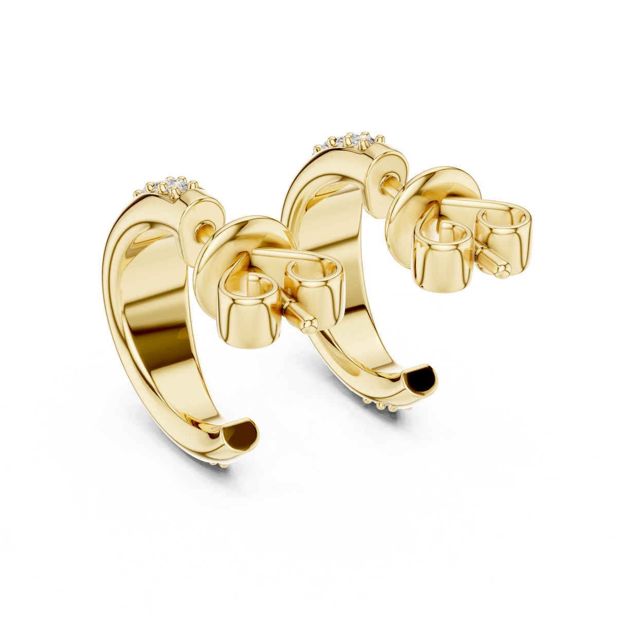 Elegant Curved Pavé Diamond J Hoops