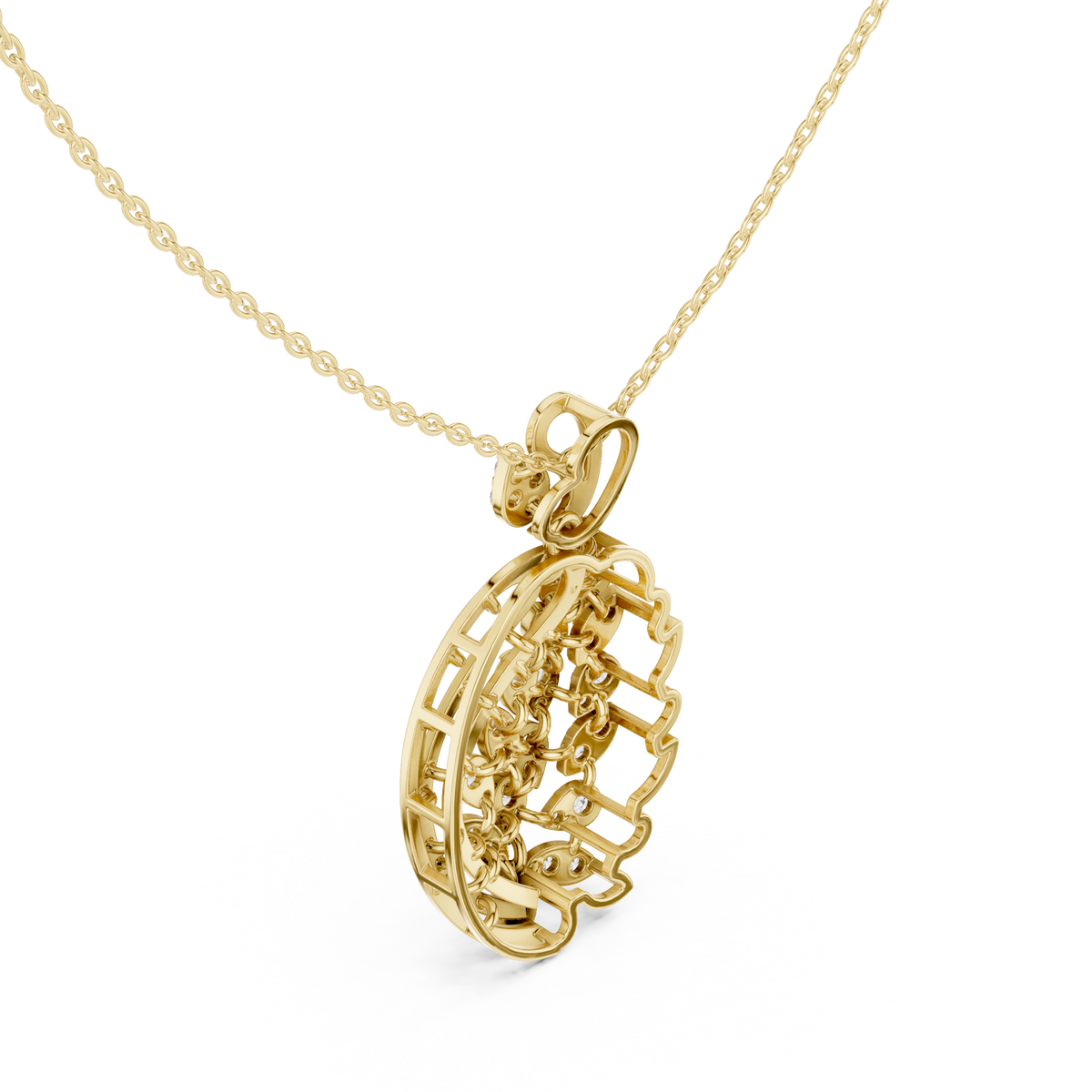 Elegant Peacock Feather Diamond Pendant