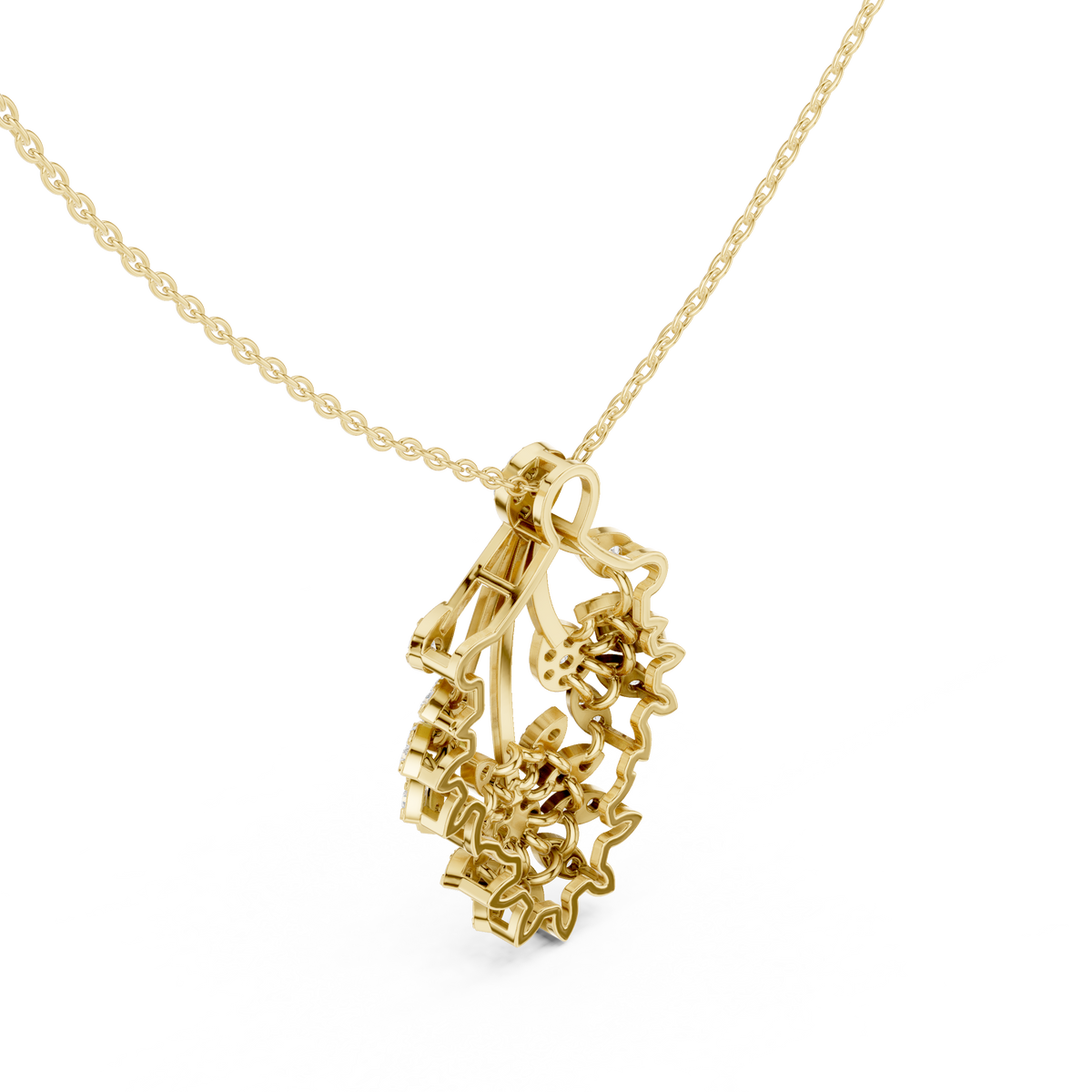 Elegant Floral Cascade Diamond Pendant