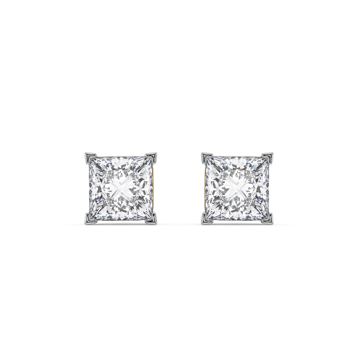 Celestia Princess Cut Solitaire Studs