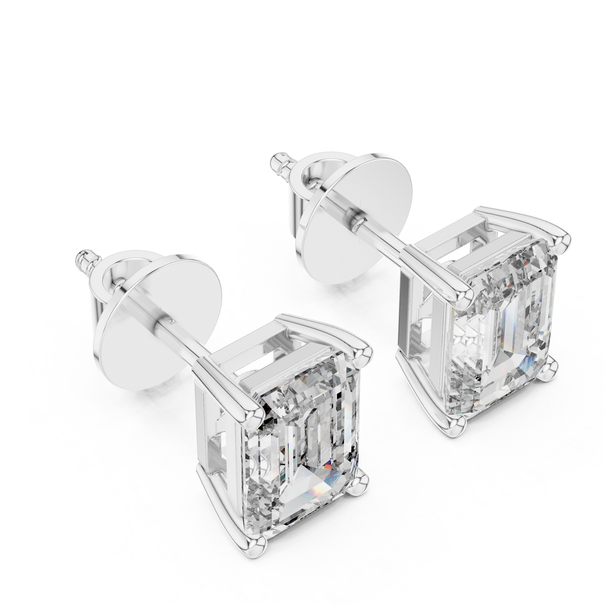 Celestia Emerald Cut Solitaire Studs