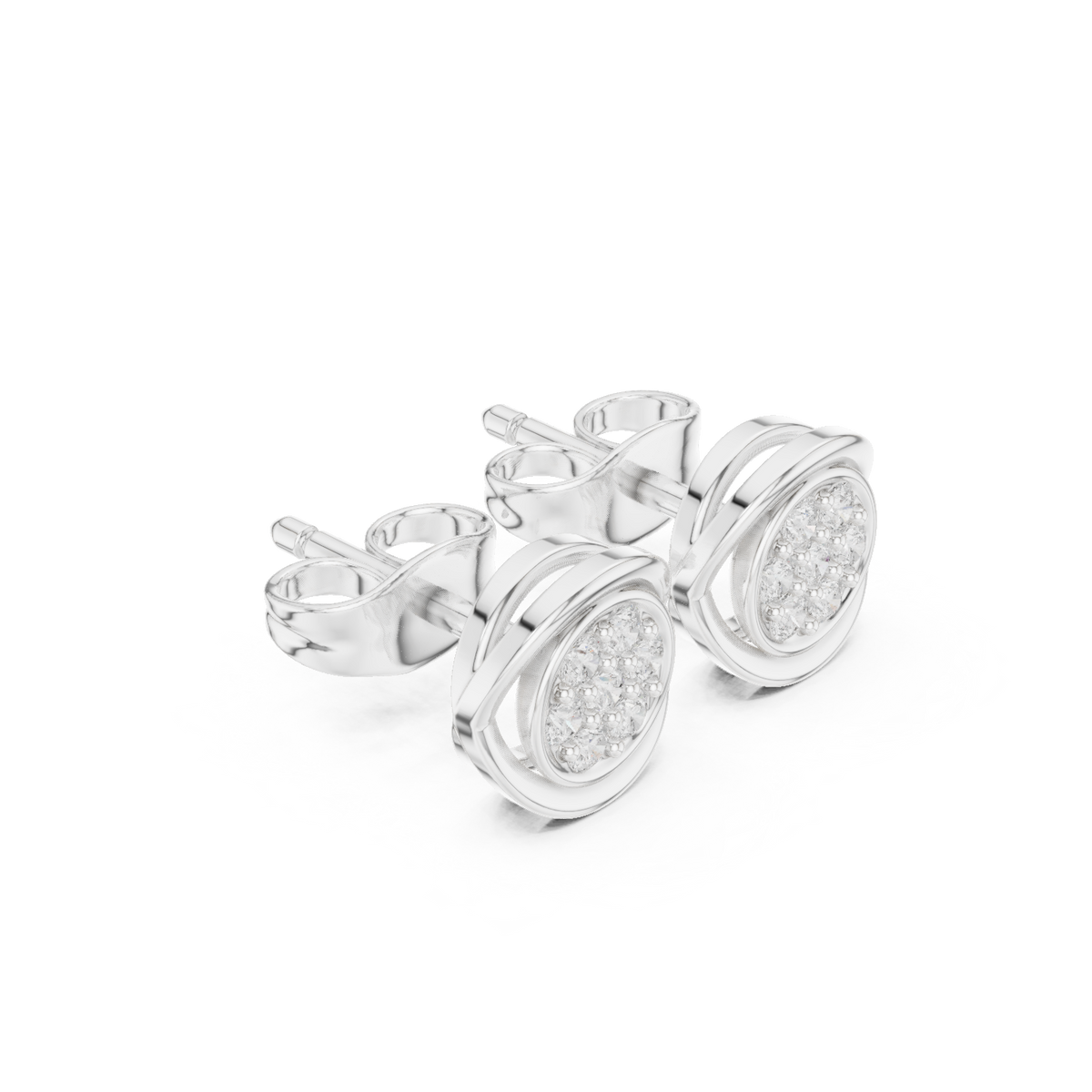 Viresta Round Diamond Floral Frame Studs