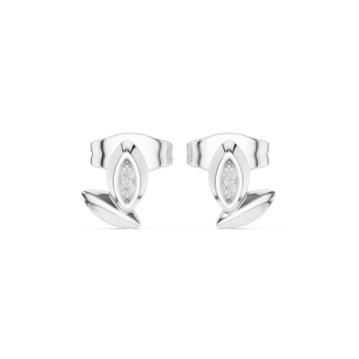 Elvanya Leaf Diamond Sculpted Studs