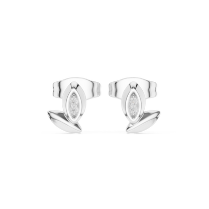 Elvanya Leaf Diamond Sculpted Studs