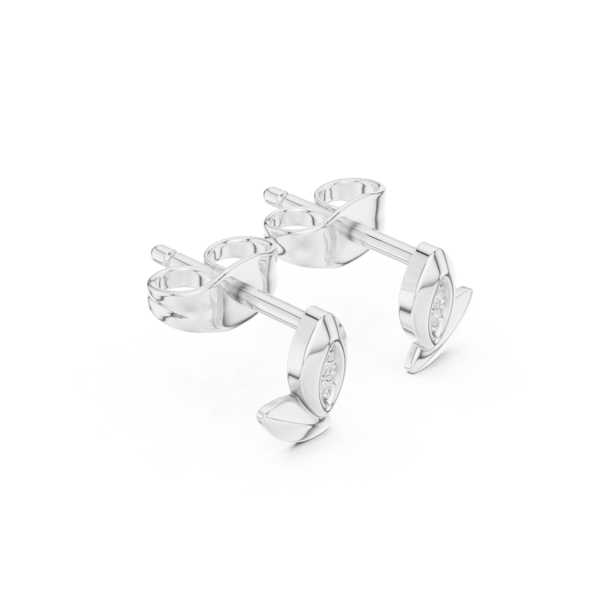 Elvanya Leaf Diamond Sculpted Studs