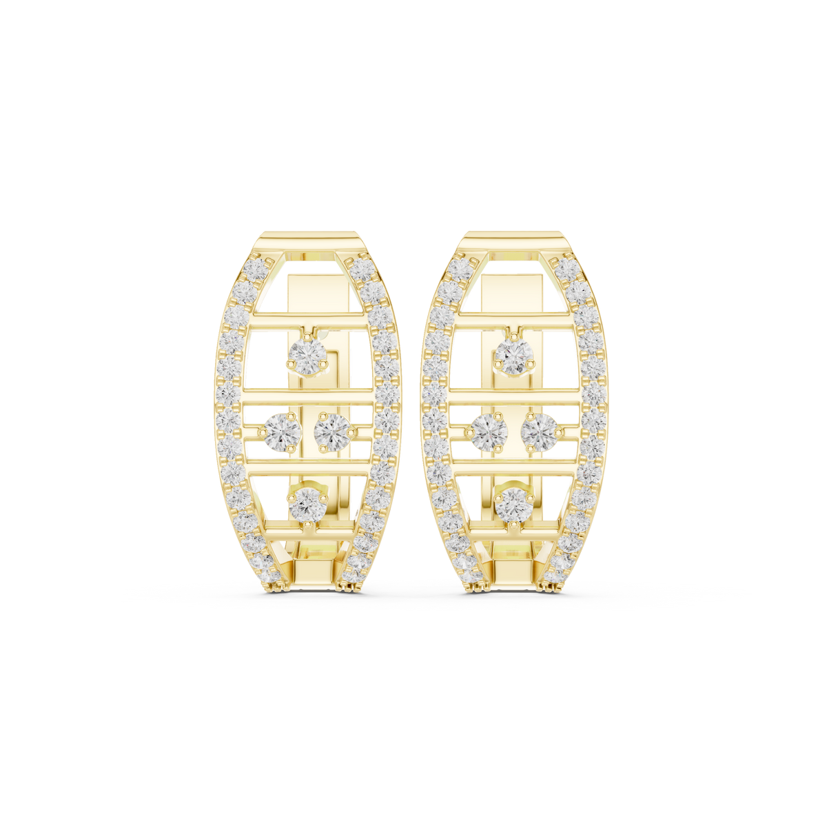 Elaris Oval Diamond Lattice Hoops