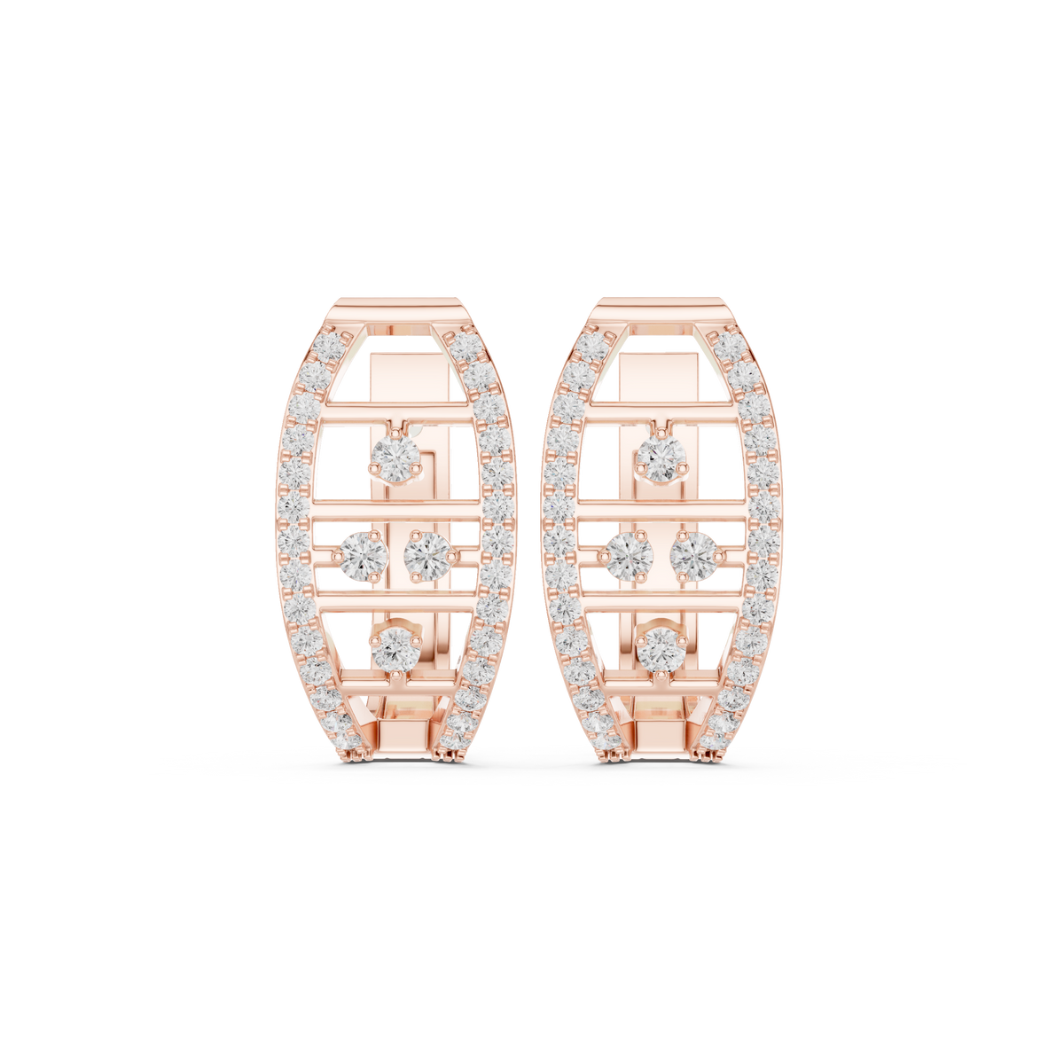Elaris Oval Diamond Lattice Hoops
