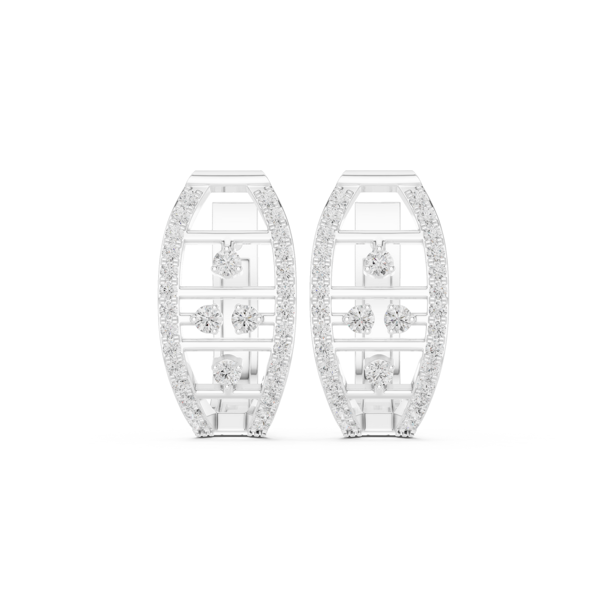Elaris Oval Diamond Lattice Hoops