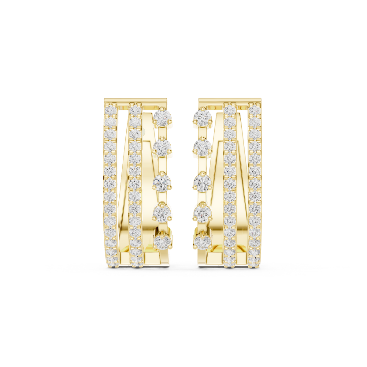 Zarevia Rectangular Diamond Cascade Hoops