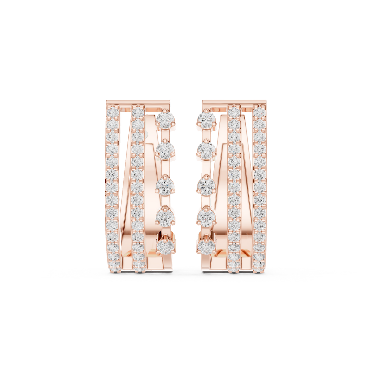 Zarevia Rectangular Diamond Cascade Hoops