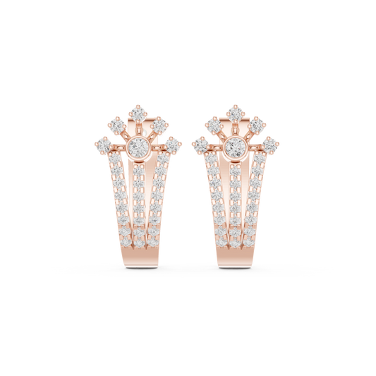 Elvara Floral Round Diamond Hoops
