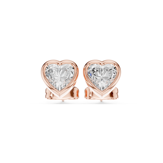 Avelisse Heart Diamond Bezel Studs