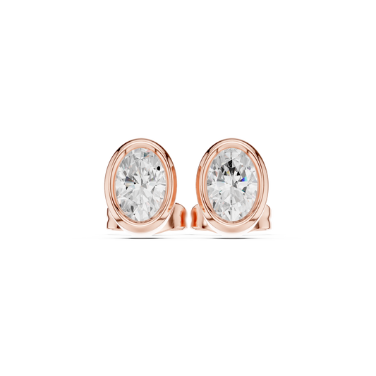 Elviora Oval Diamond Bezel Studs