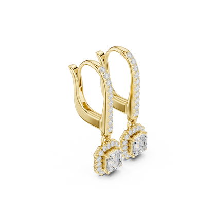 Elvienne Asscher Cut Halo Drop Earring