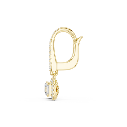 Elvienne Asscher Cut Halo Drop Earring